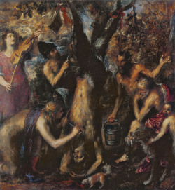 Tiziano Vecellio (Pieve di Cadore 1488-90 - Venezia 1576); Il supplizio di Marsia (The flaying of Marsyas), c. 1570; oil on canvas, 212 x 207 cm; National Museum, Kroměříž, Czech Republic
