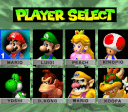 nintendo-plaza:  Mario Kart 64 Player Select Screen
