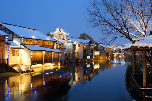 snow & water town in china