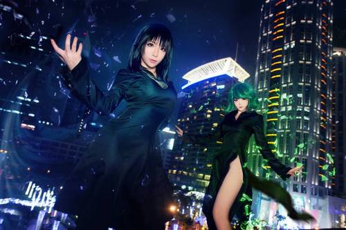 nolife-c:  One Punch Man Cosplay (Tatsumaki y Fubuki)   <3 <3 <3