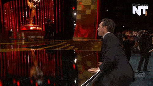 nowthisnews - Jon Hamm climbing the stage to accept his award...