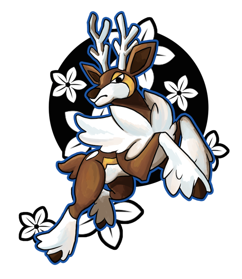 iris-sempi:  WINTER SAWSBUCK!The winter form of Sawsbuck looks really mighty and