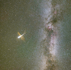 pennyfornasa:  An exploding meteor captured against the Milky Way on July 23, 2015 from Vandans, Austria. http://apod.nasa.gov/apod/ap150812.htmlWatch a replay of the Perseid meteor shower here: http://www.penny4nasa.org/2015/08/12/watch-the-perseid-meteo