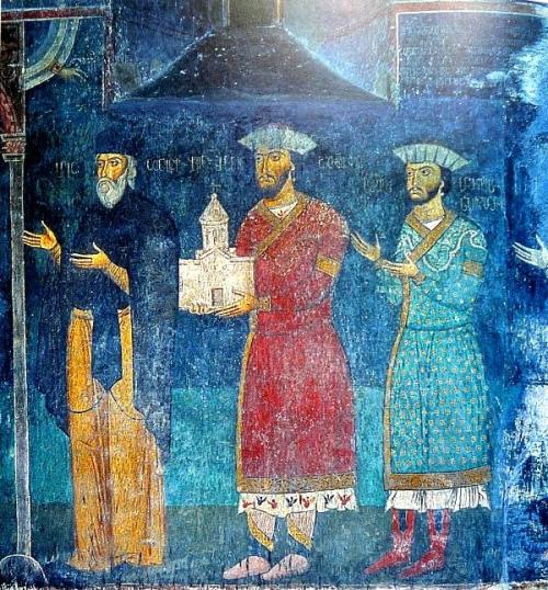 A group portrait of Princes of the House of Jaqeli on the southern wall of Sapara Church of St. Sabb