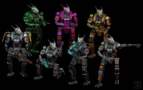 Made some shooty boys for robot/subaltern infantry models after staring too hard at Titanfall artboo