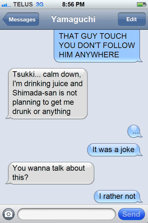 haikyuutexts:  Tsukishima is not ready to talk about it yet