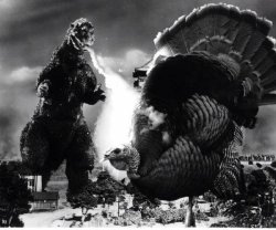 citystompers:  Kaiju Thanksgiving   THIS