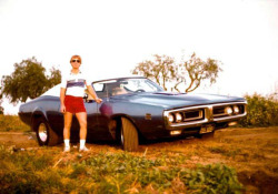 moretransistorssmashed:  He’s probably not from Planet Claire but does most likely claim his Plymouth Satellite is faster than the speed of light. If you question him he’ll distract you with his shorts.  