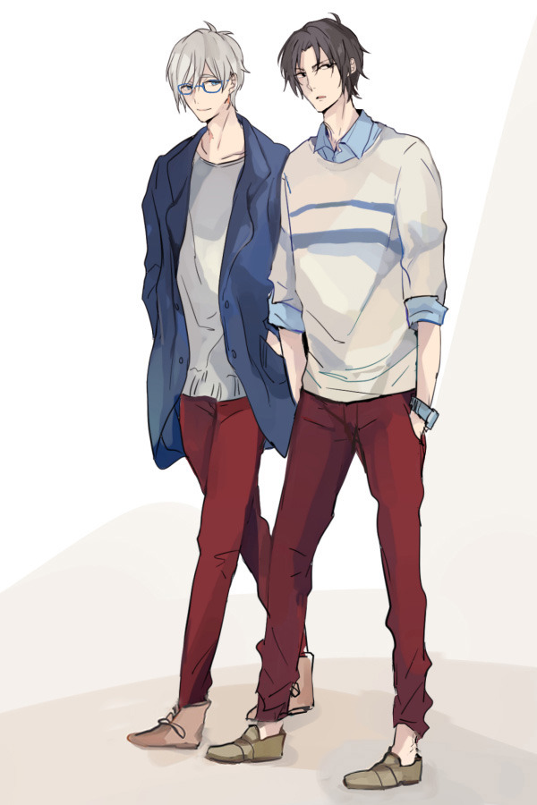 namekko:  gureshin in colour-coordinated couple outfits