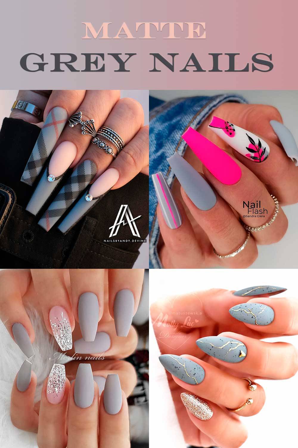 Stylish Belles — Classy Matte Grey Nails ❤️️❤️️ Tap for more✓:...