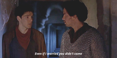 capmerthur:comin-up-for-air:Deleted Scenes 3x13 oh boy Merlin is literally beaming in the last gifOP