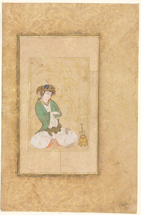 Youth Seated by a Willow; Single Page Illustration, Muhammad Yusuf, c. 1600-1650, Cleveland Museum o