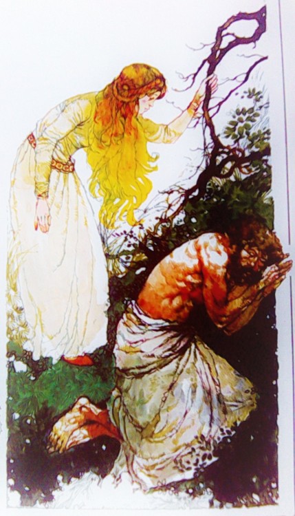 tryllskr:Victor Ambrus illustrations for the Arthurian tale of Lancelot &amp; Elaine.Don’t have a sc