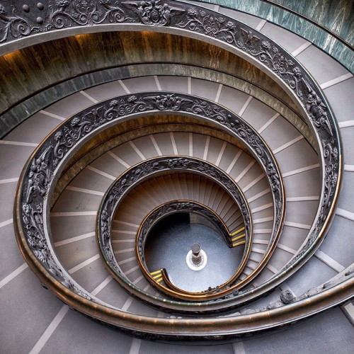 Inside the Vatican in Rome, you’ll find the Bramante Staircase, one of the most extraordinary 