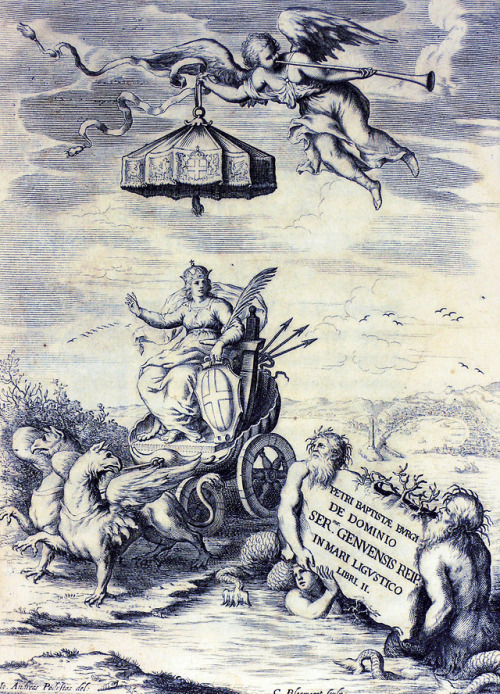 Frontispice of Pietro Battista Borgo’s De dominio ser.mae Genuensis (1641).Engraver: Cornelis Bloema