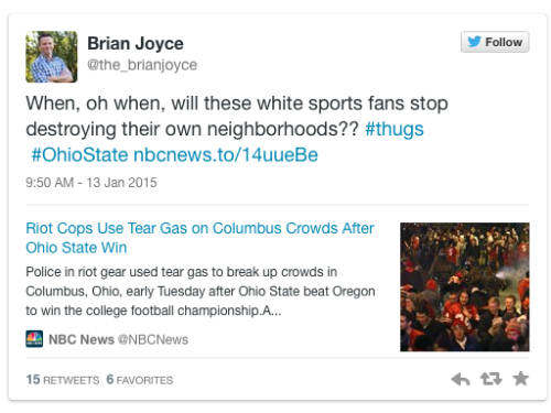 micdotcom:One tweet shows America’s hypocrisy over white rioters ”Revelers,” “celebrants,” “fans” an