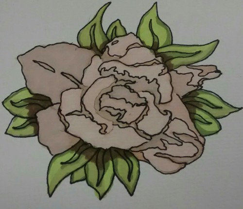 Working on a flower with design markers