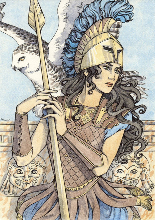 Athena.An illustration I made for a web magazine about feminism. I tried a new paper my grandma gave