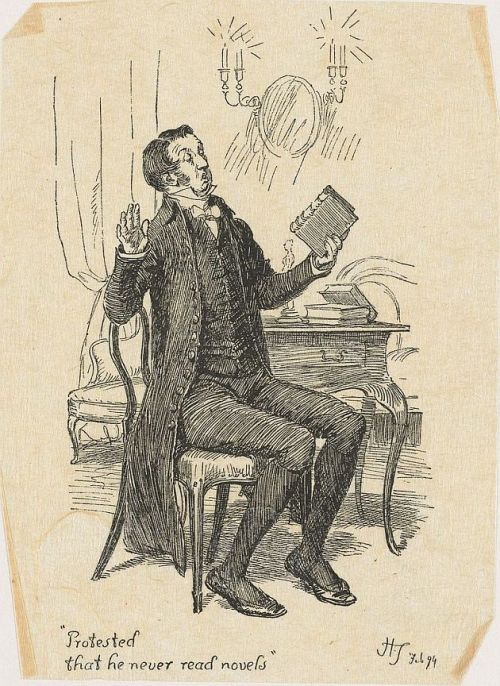 Illustration of Mr. Collins from Pride and Prejudice by Jane Austen. Artist, Hugh Thomson. Here he i