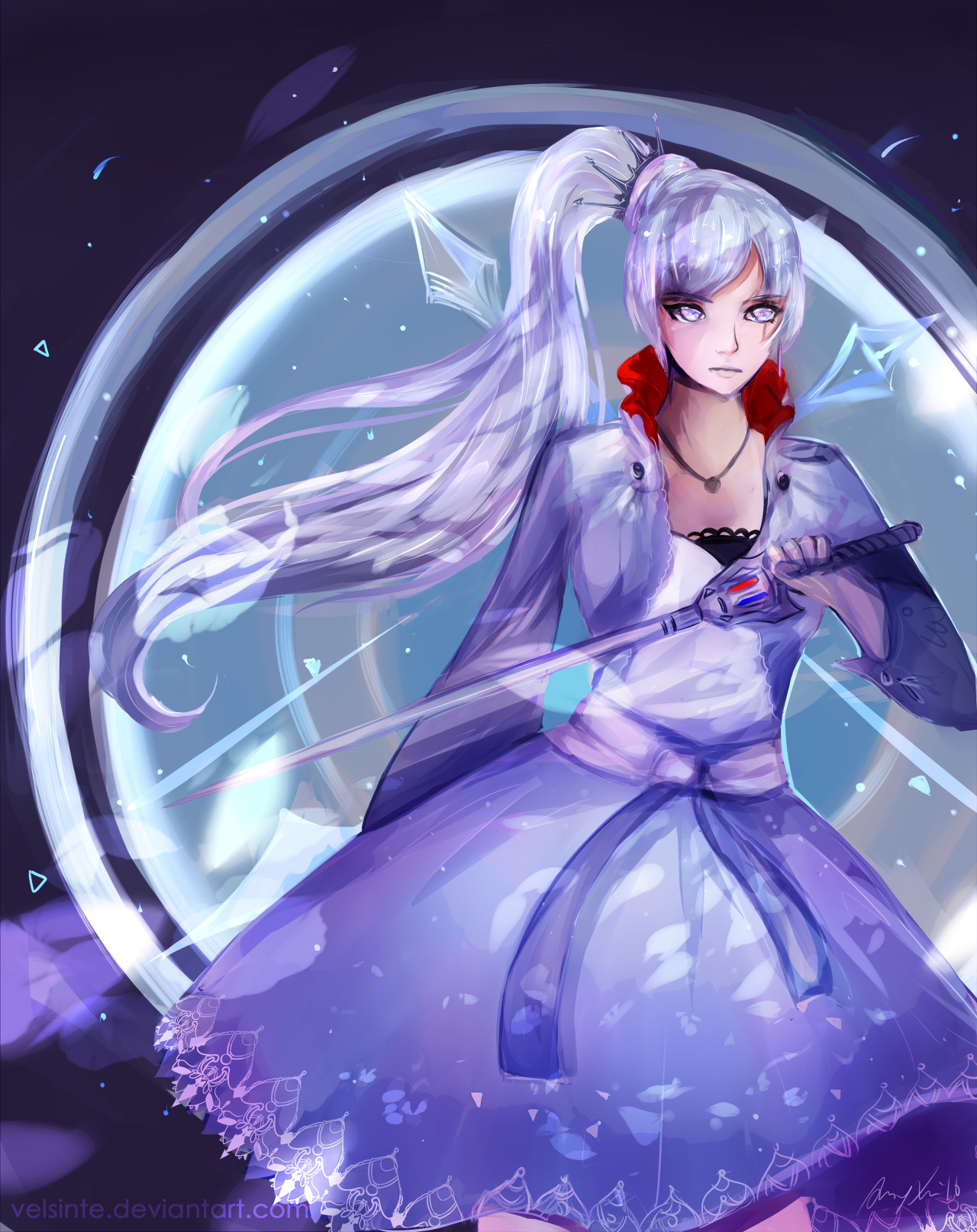 velsinte:  Weiss and Yang. Blake and Ruby coming soon. :’D http://velsinte.deviantart.com/art/Weiss-605694128