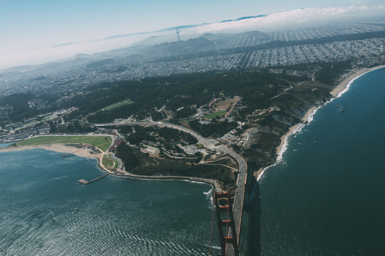 San Francisco’s Presidio and Sutra Tower from above