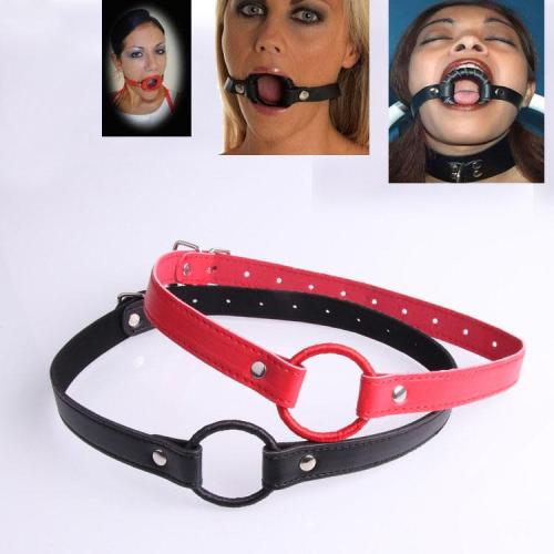 Leather Wrapped O-Ring Gag Open Mouth Gag