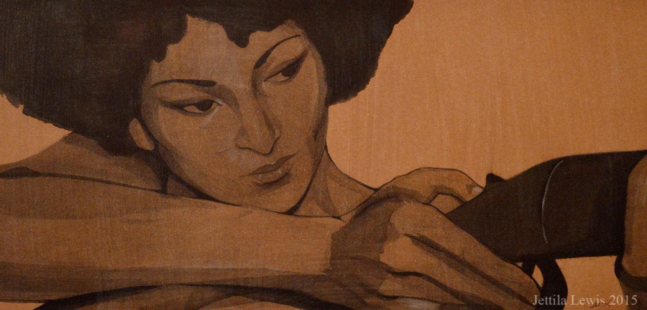 fyblackwomenart:  thejetti:  “Shotgun” is a portrait of Pam Grier drawn on 10x36