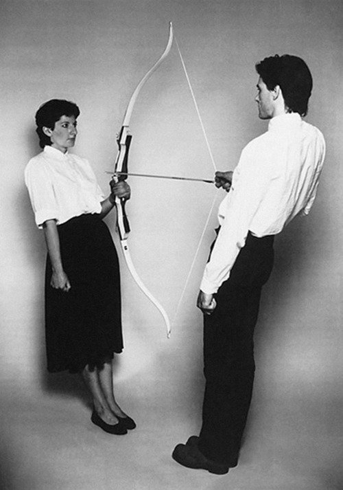 smoonie:   Marina Abramovic & Ulay Marina Abramovic and Ulay met in Amsterdam in 1976, instantly becoming lovers and performance art partners. Their relationship lasted for a decade, ending with their symbolic last project - a dramatic walk down the