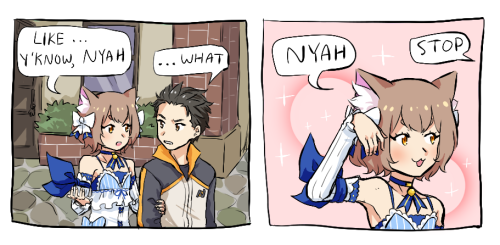 beefbulgogi: commission for @9-3-5-2 !!  !! ! ! nekoboi going nyah  parody of this 