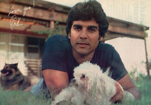 Erik Estrada with his adopted dog Don&rsquo;t Cry, c. 1970s