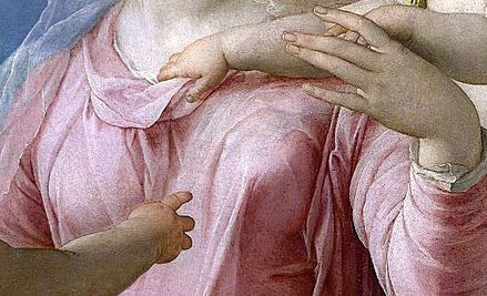 rubenista:  Detail of The Holy Family with the Infant Saint John the Baptist by Agnolo Bronzino