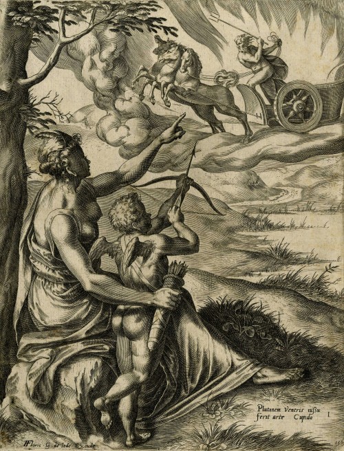 Venus instructs Cupid to fire an arrow at Pluto’s heart, from The Story of Pluto and Proserpin