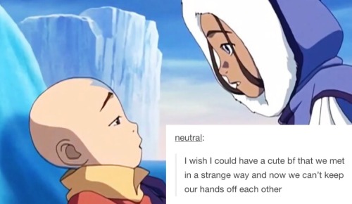 atypicality: katara/aang + tumblr text posts