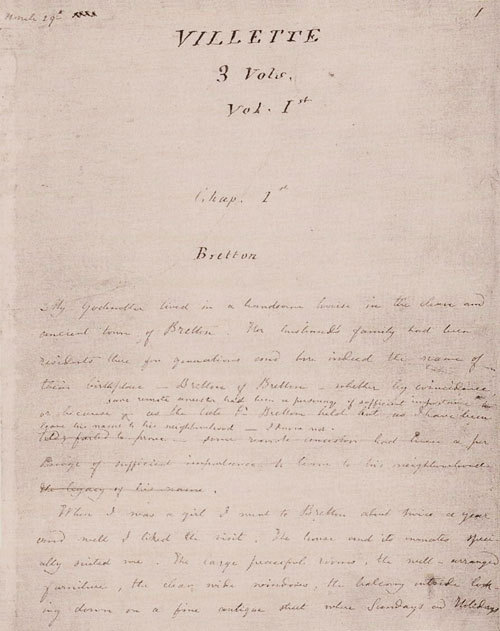 bookshavepores:Charlotte Brontë’s handwritten manuscript page of Villette“You will see t