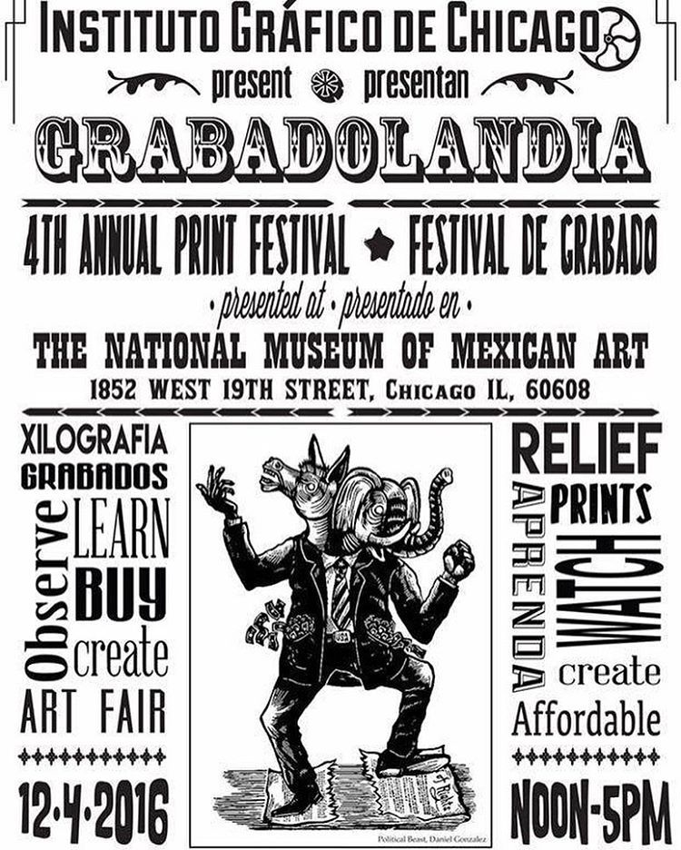 GRABADOLANDIA is back!!!
Dec 4th, from noon to 5pm at the National Museum of Mexican Art in Chicago!!! It’s gonna be GREAT!!! Don’t miss it… #printmaking #grabadolandia #igc #institutograficodechicago #chicagoart #printmakers #chicago #nmmart #pilsen...