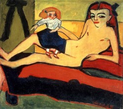 Ernstludwigkirchner:  Die Brückeerich Heckelmädchen Mit Puppe (Fränzi) (1910)