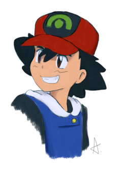 smilingperformer: That feeling when you’re supposed to watch TV and then go straight to bed but instead get inspired to draw Satoshi in his Hoenn outfit… I really enjoy my new doodling style :D