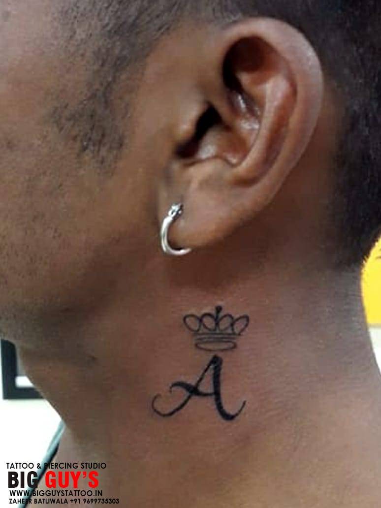Big Guys tattoo — Letter “A” with Crown Tattoo on the Neck is...