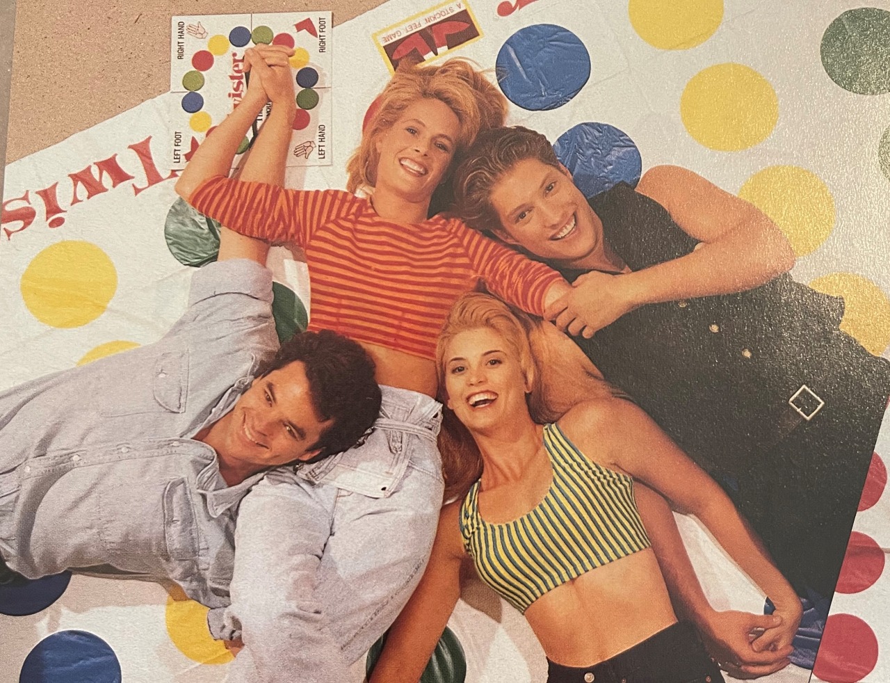 Fun #TBT picture of Wally Kurth (Ned Ashton), Cheryl Richardson (ex-Jenny Eckart), Sean Kanan (ex-A.J. Quartermaine and Crystal Carson (ex-Julia Barrett) playing Twister!