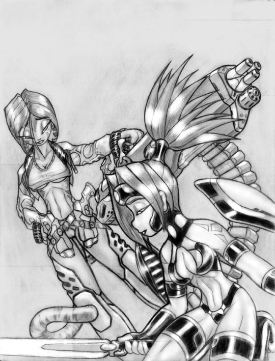 liquidmark-alpha: An old picture of Kit with Gaea. I forget which year this was. I want to say sometime around 2006 or 2007…. maybe. Drawn and shaded in mechanical pencil with touch ups in photoshop using dodge and burn. 