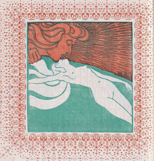 zombienormal:March: Spotlight Kiss. Woodcut by Wilhelm List, Ver Sacrum, 1903.Via.