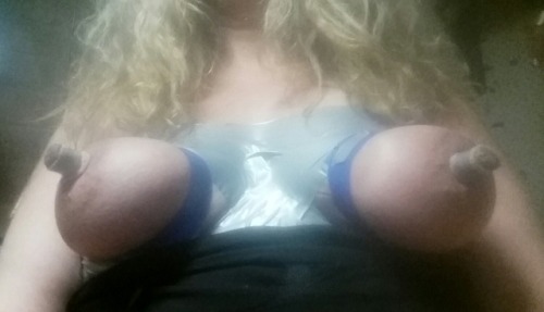 Daddy got a bit busy with the tape last night. My breasts were so pressured and tight and look how f