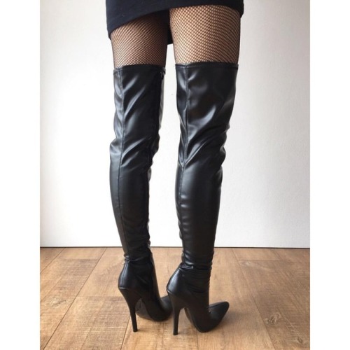 RTBU CIA 12cm Stiletto Heel Pole Dance Knee/Thigh/Crotch Boot Black Matte. WHERE TO BUY: https://www