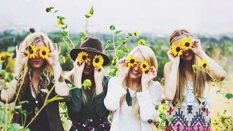 a few ravenclaw girls trying to take a cute picture in a secret garden they found. -taken by unknown