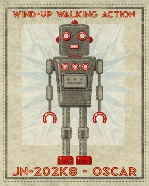 John W Golden has a bunch of retro robot art in his Etsy shop.