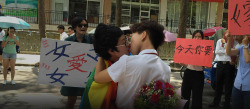 feministlibrary:  My girlfriend proposed to me the day we graduated from Guangdong University of Foreign Studies, one of the most respected schools in China. That’s a tradition here – but not if you’re a lesbian. After photos of our proposal went