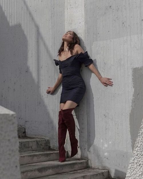 fashion-boots: Julia Lee wears evaluna Diablo over the knee boots for Stell Magazine