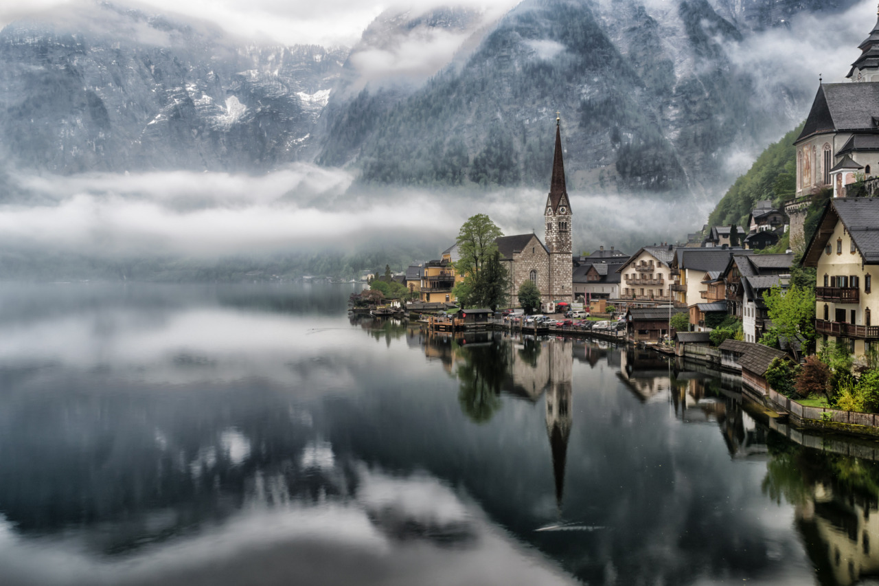 earth-land:  Hallstatt - Austria   Nestled between the edge of Hallstätter See and