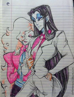 dinosaurryuzaki:    Patalliro gel pen commission for tamarindpulp on twitter Bancoran and Maraich are such a cute power couple  Price พ   