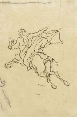 nemfrog:  Drawing, black crayon on thin paper. Honoré Daumier. Archer riding a centaur. 19th century. 